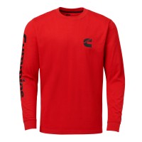 Men's Red Long Sleeve T-Shirt with Black Wordmark Large