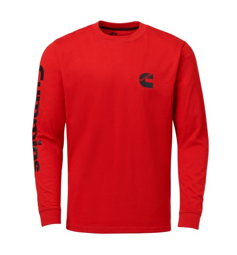 Men's Red Long Sleeve T-Shirt with Black Wordmark Large