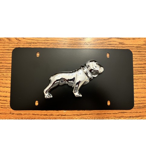 Black Stainless 3D Bulldog License Plate