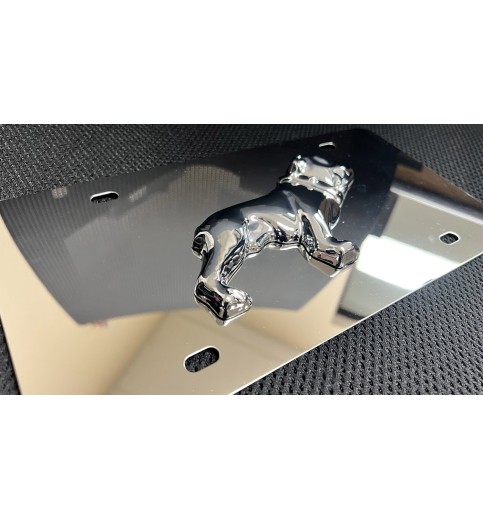 Mirror Finish 3D Bulldog Stainless Steel License Plate