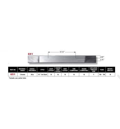 Chrome RD / R Model Channel Bumper Chrome RD / R Model Channel Bumper