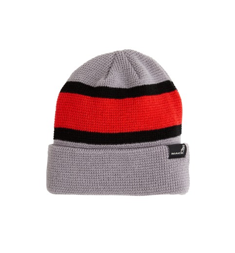 Grey Red Stripe Knit Cap