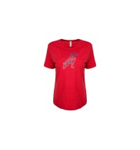 Ladies Red Sequin Bulldog T-shirt