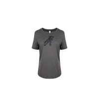 Ladies Deep Heather Grey Sequin Bulldog T-shirt