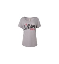 Cursive Bulldog Tough Grey Scoop Neck T-shirt