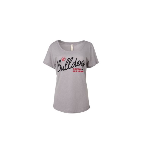 Cursive Bulldog Tough Grey Scoop Neck T-shirt