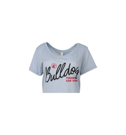 Cursive Bulldog Tough Blue Fog Scoop Neck T-shirt Cursive Bulldog Tough Blue Fog Scoop Neck T-shirt