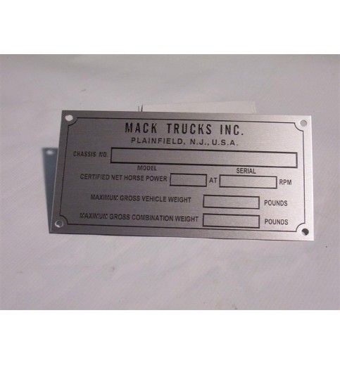 Blank VIN Plate