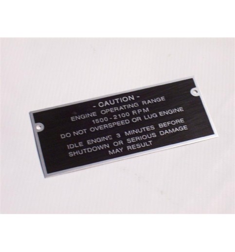 Engine Operating Range Dash Plate Engine Operating Range Dash Plate